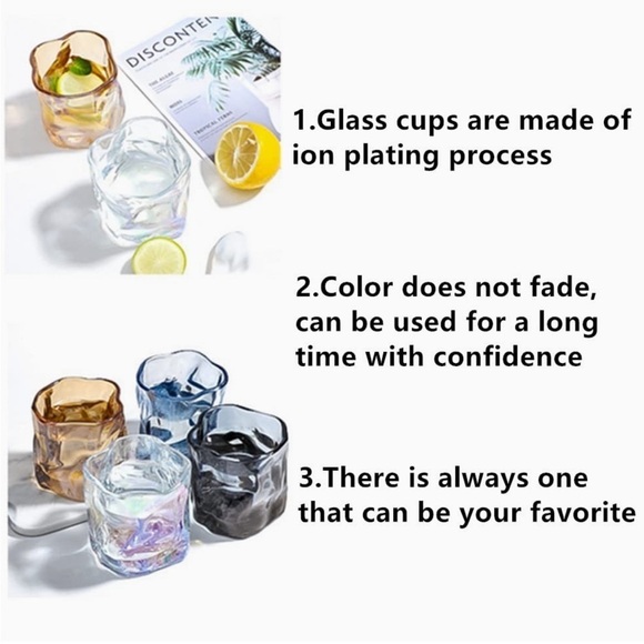 2 PCS Thick Twisted Creative Whisky Class Colorful Luxury living New Transparent - Picture 4 of 4